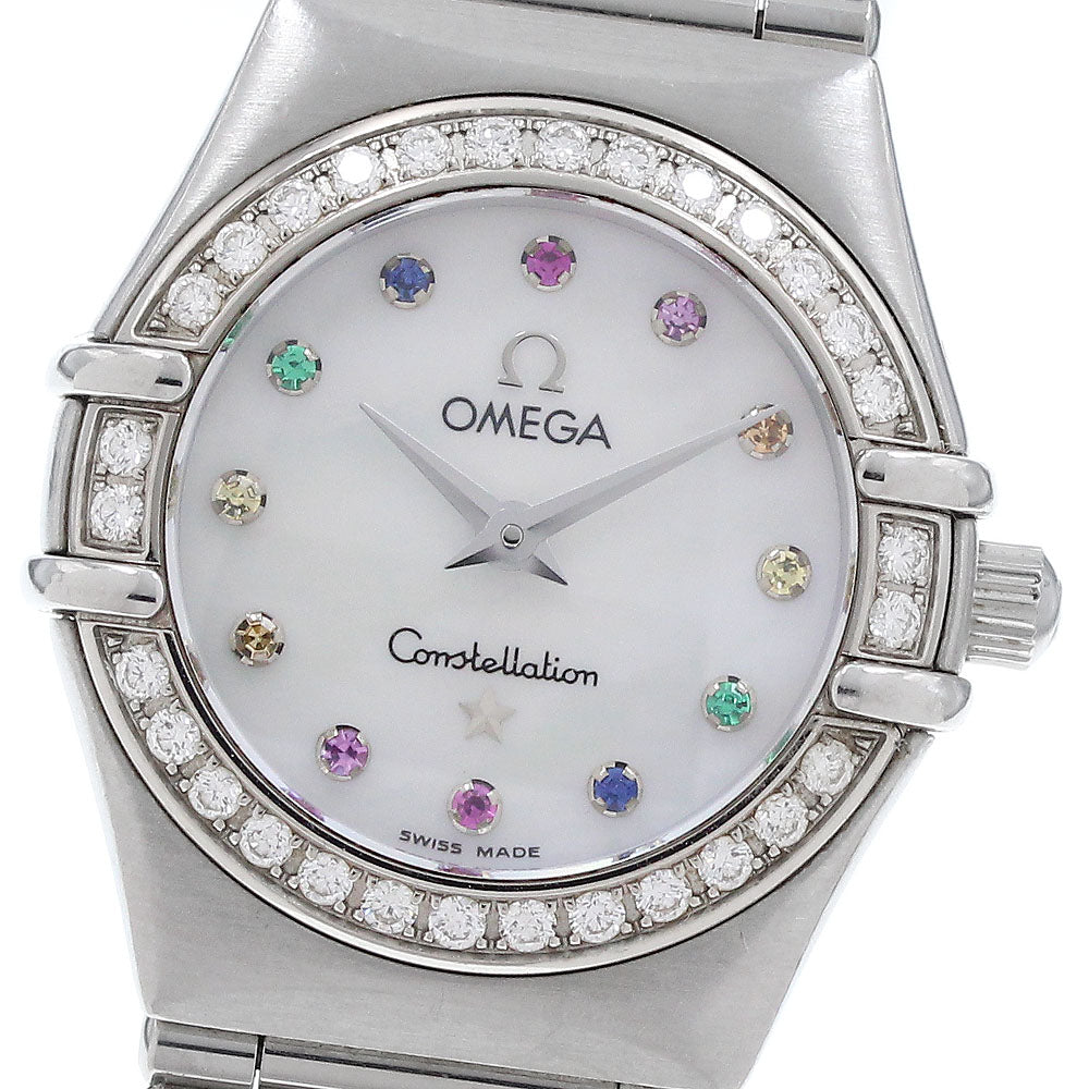 OMEGA Constellation Mini My Choice Iris 1460.79 Color Stone 12P Diamond Bezel White shell Dial Quartz Ladies Watch_660538