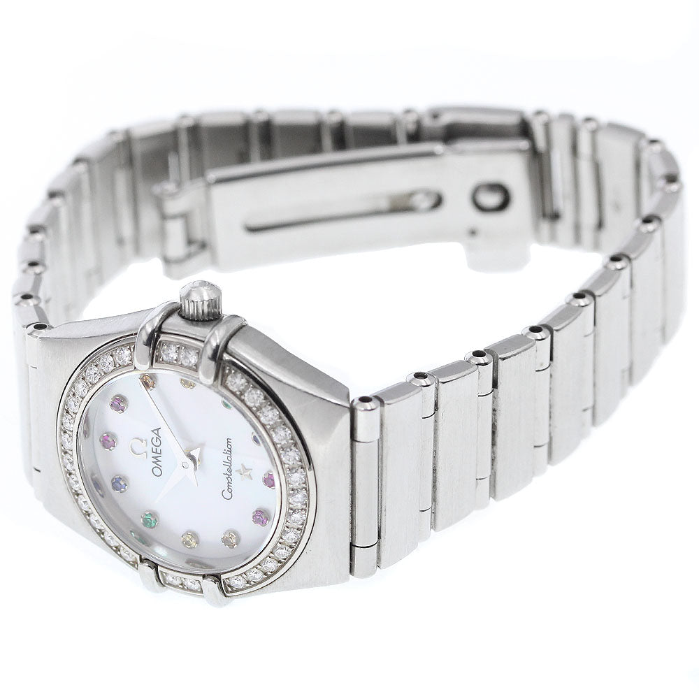 OMEGA Constellation Mini My Choice Iris 1460.79 Color Stone 12P Diamond Bezel White shell Dial Quartz Ladies Watch_660538
