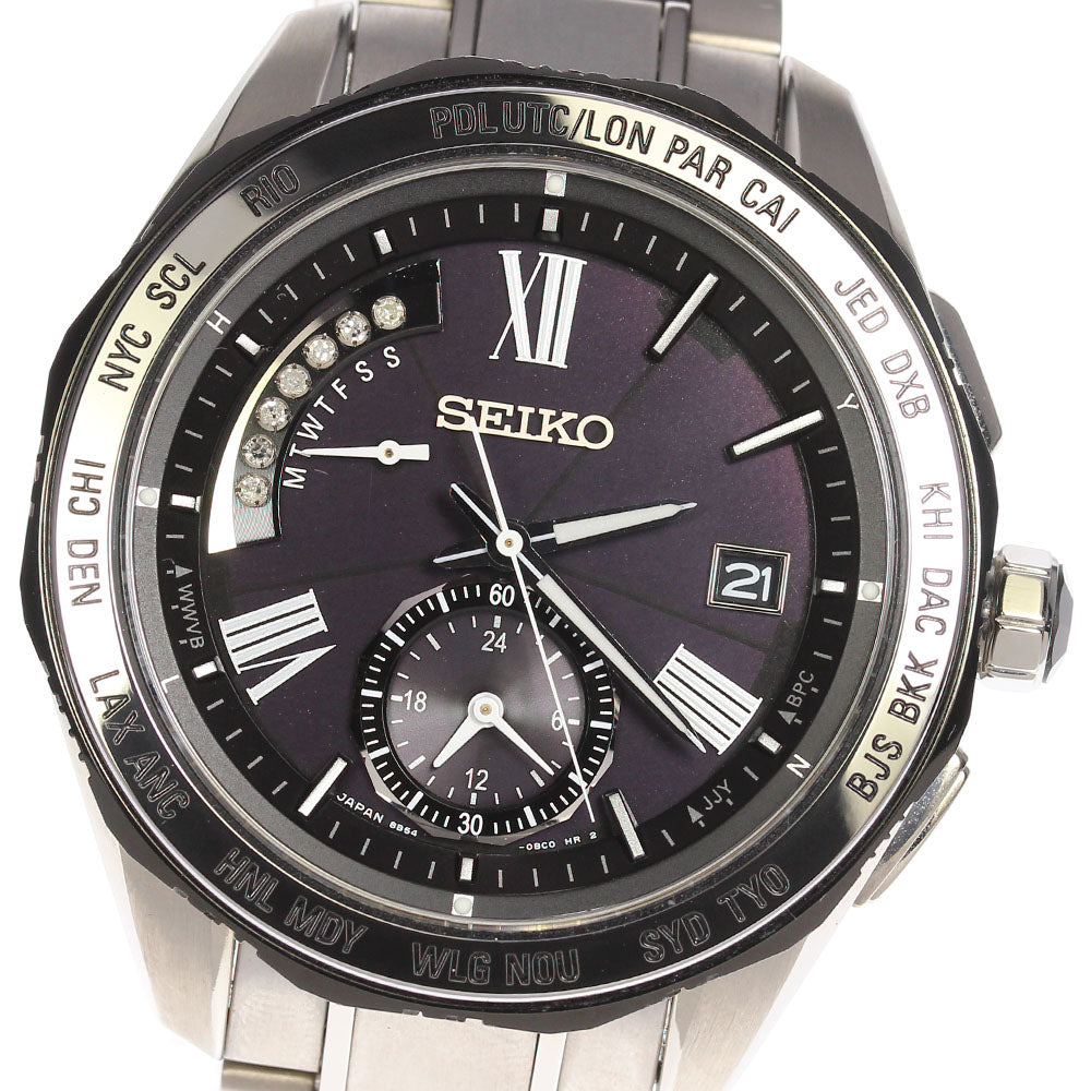 SEIKO Brights SAGA185/8B54-0BG0 Date black Dial Solar Powered Radio Men's_662197
