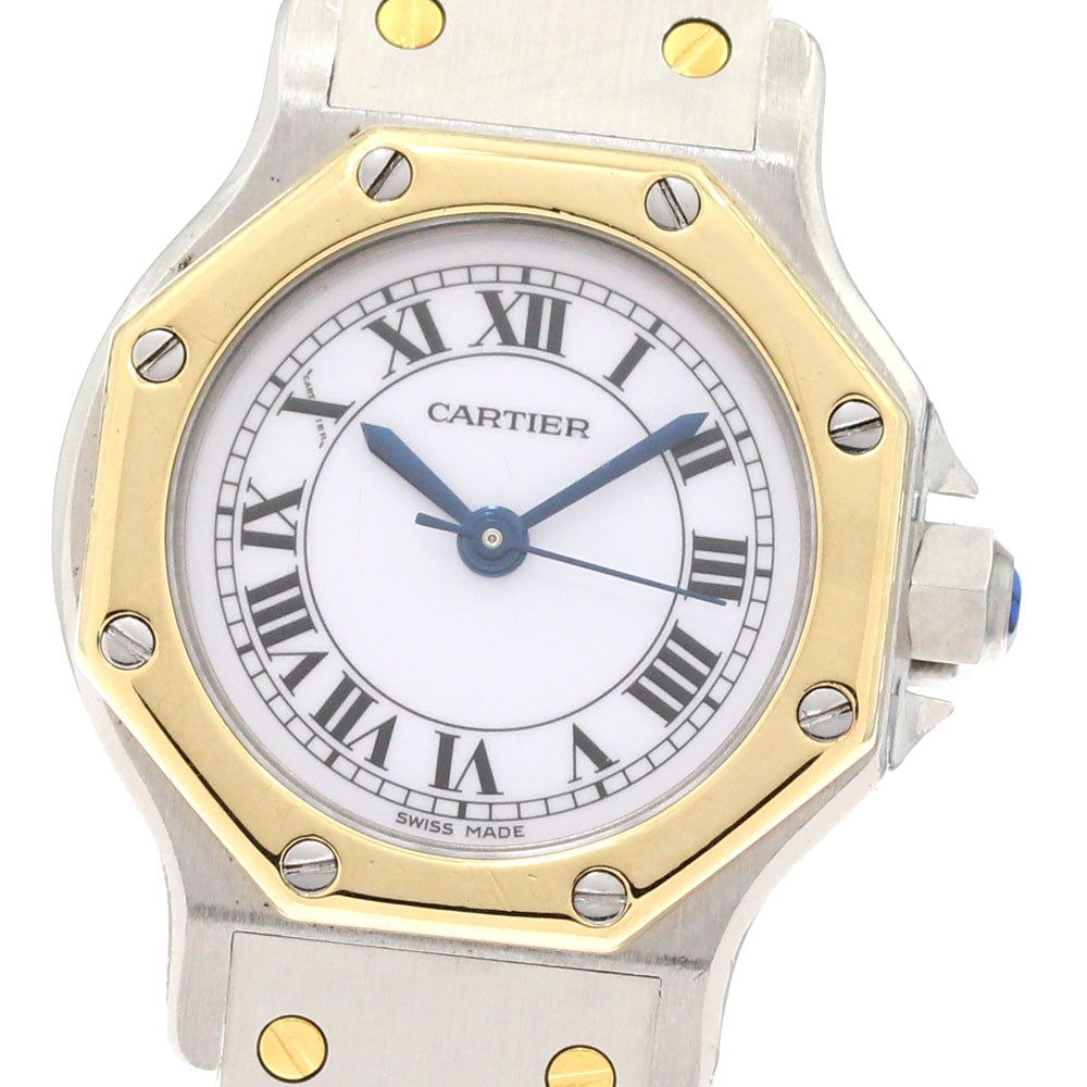 CARTIER Santos Octagon SM 82037288 YG bezel Automatic Ladies Watch_663094