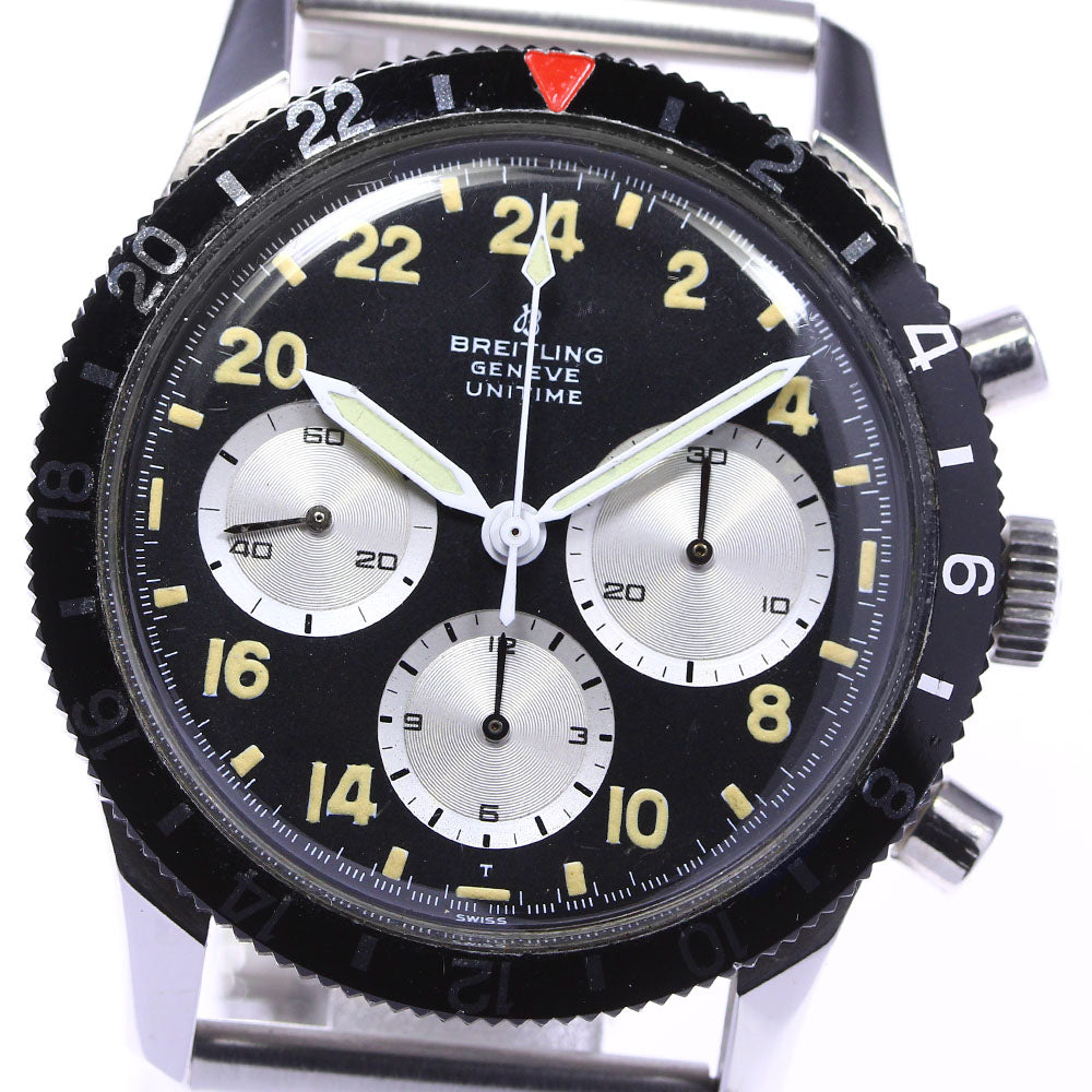 BREITLING Geneve Unitime 1765 Vintage chronograph black Dial Hand Winding Men's Watch_671171
