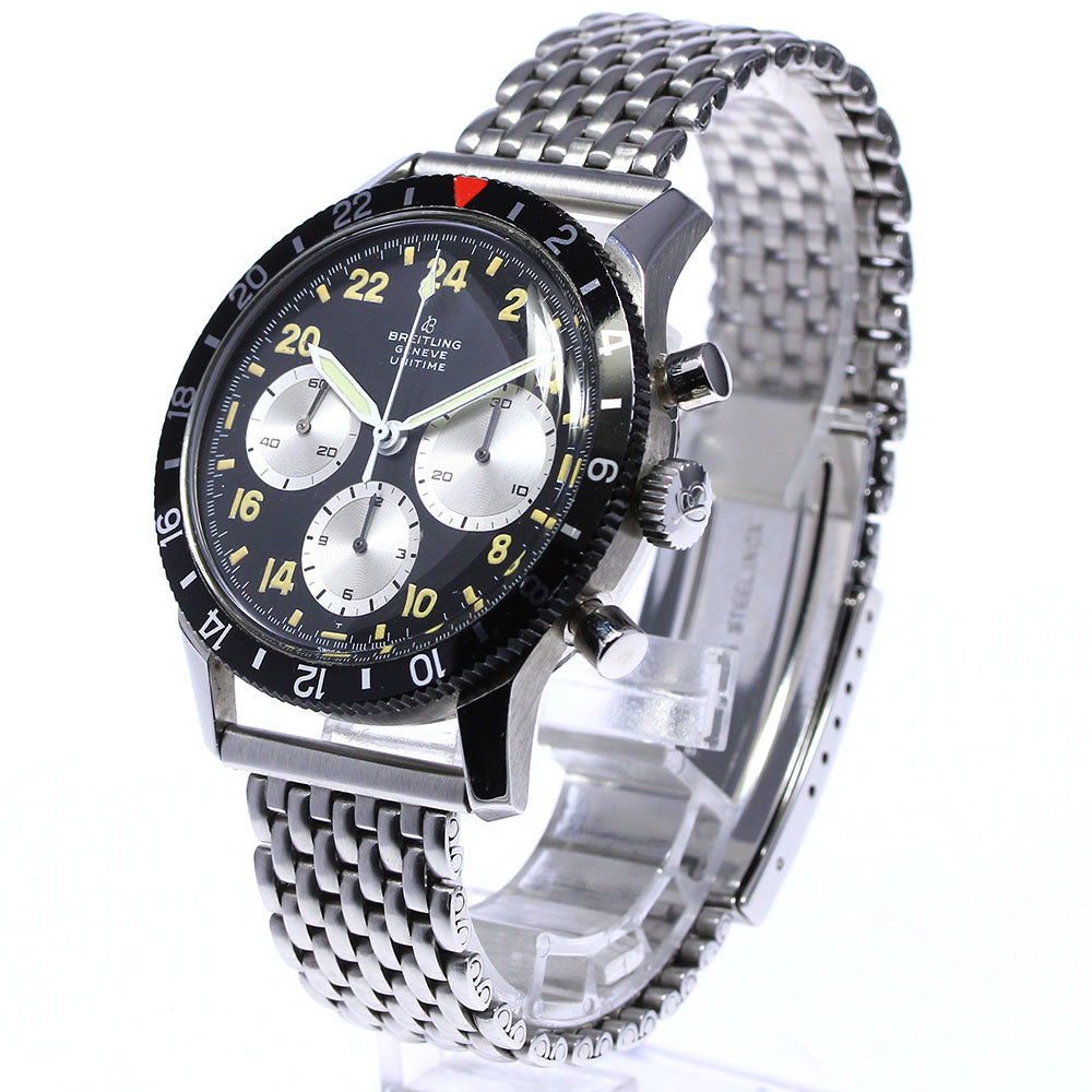 BREITLING Geneve Unitime 1765 Vintage chronograph black Dial Hand Winding Men's Watch_671171