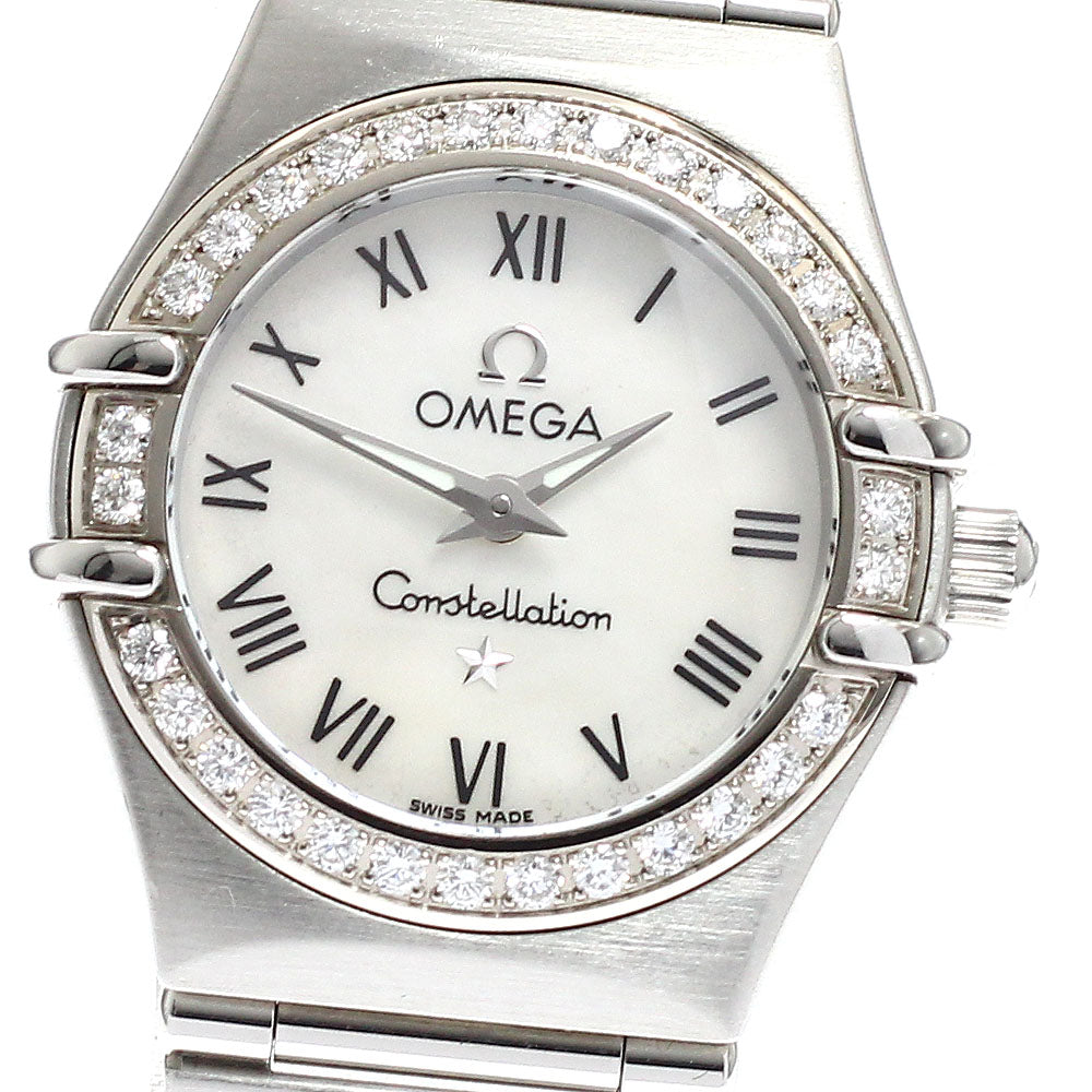 OMEGA Constellation Mini 1466.61 Diamond Bezel White shell Dial Quartz Ladies Watch_671655