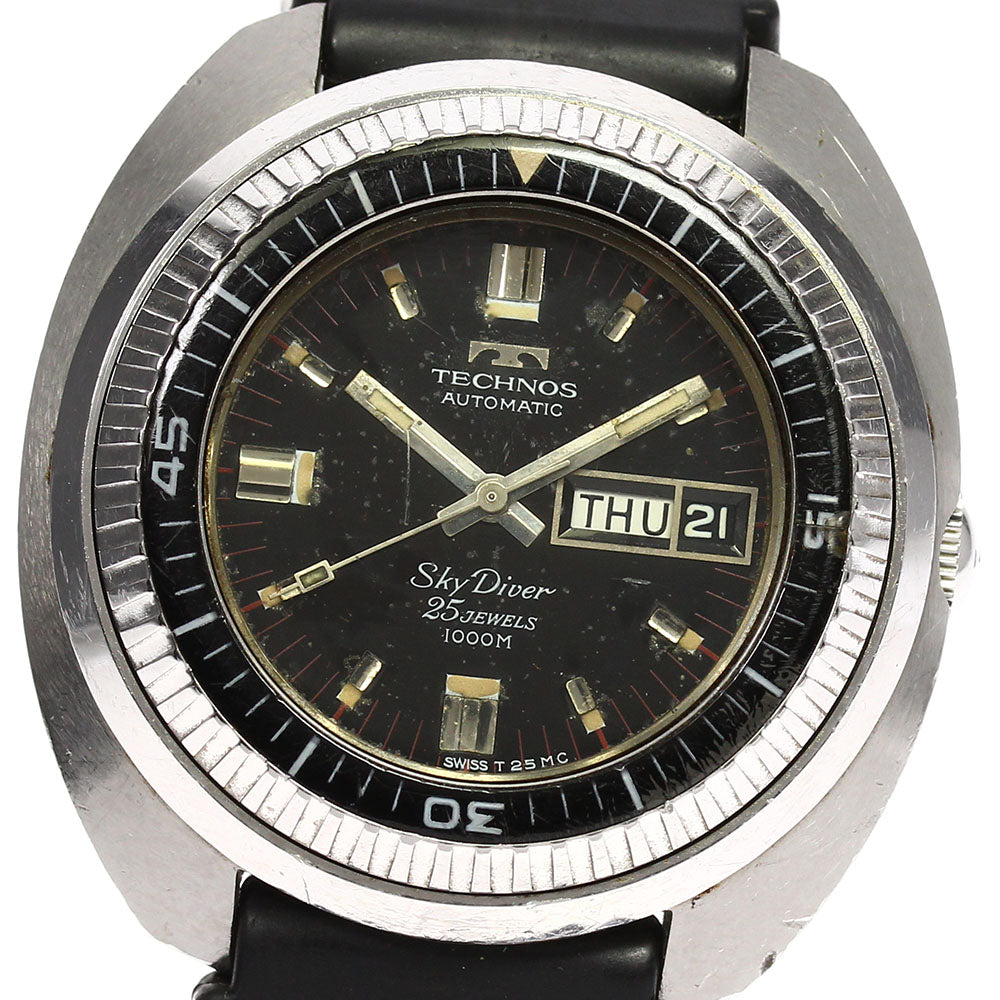 TECHNOS Skydiver cal.1906 Day Date black Dial Automatic Men's Watch_674023