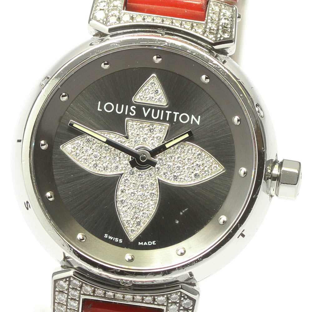 LOUIS VUITTON Tambour Forever Q121F Rug diamond Quartz Ladies Watch_679466