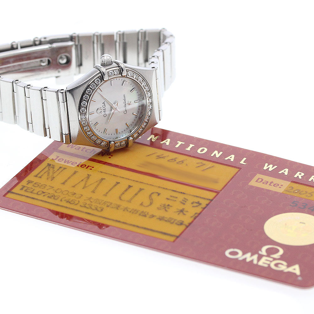 OMEGA Constellation 1466.71 Diamond Bezel White shell Dial Quartz Ladies Watch_680053