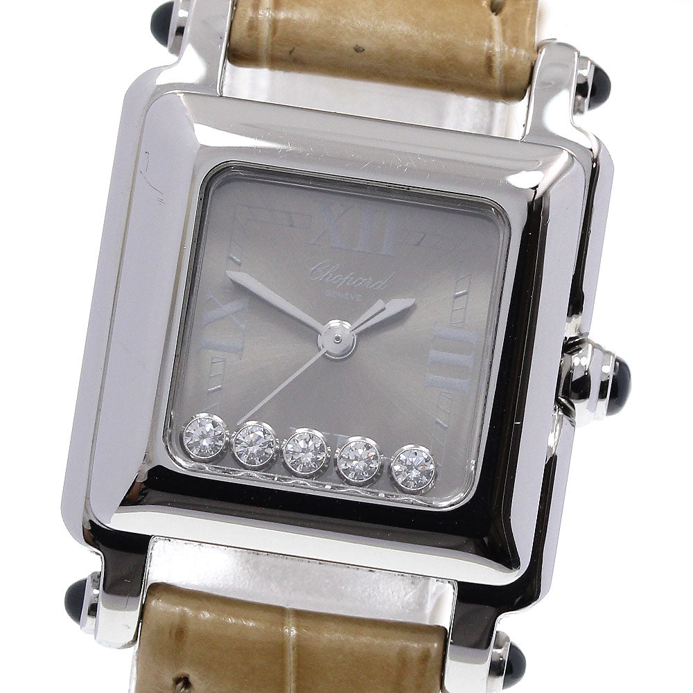 Chopard Happy sports 27/8892-23 Square 5P Diamond Brown Dial Quartz Ladies Watch_684676