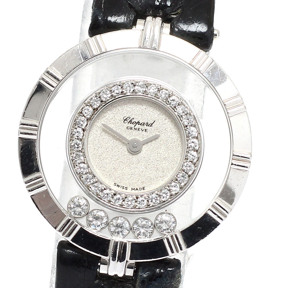 Chopard Happy diamond 20/5681 K18WG diamond bezel 5P diamond Silver Dial Quartz Ladies Watch_685616