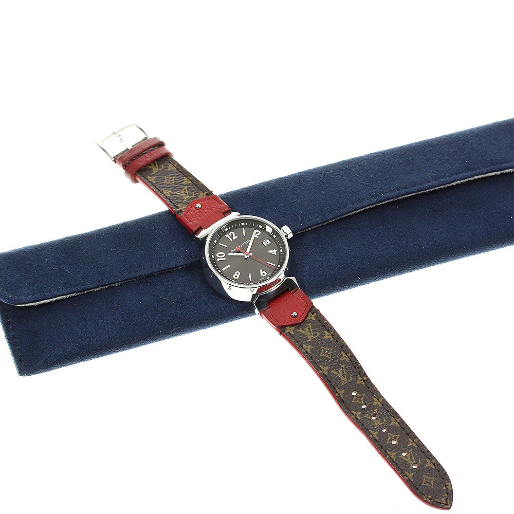 LOUIS VUITTON Tambour Q1329 Date Brown Dial Quartz Ladies Watch_688655
