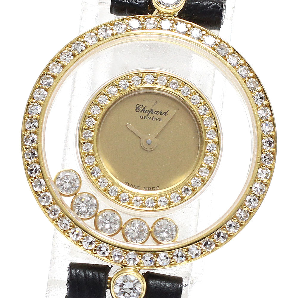Chopard Happy diamond 4097 K18YG diamond bezel 5P diamond gold Dial Quartz Ladies Watch_688728