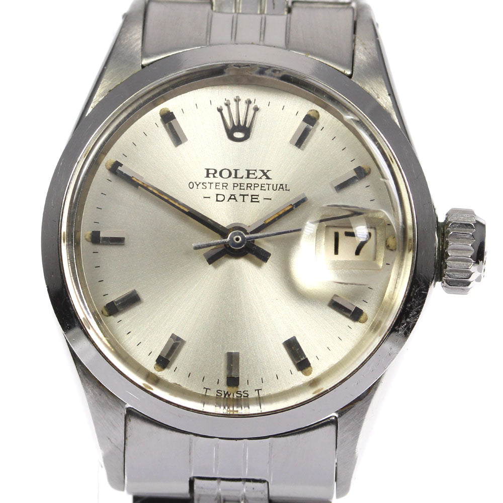 ROLEX Oyster Perpetual Date ref.6516 cal.1161 Silver Dial Automatic Ladies Watch_693949