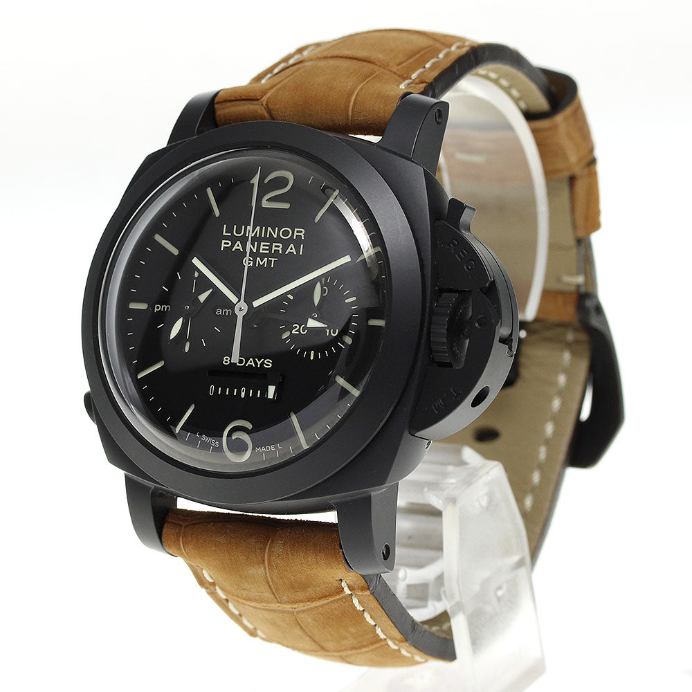 PANERAI Luminor Chrono Monopulsante 8 Days PAM00317 GMT black Dial Hand Winding Men's Watch_697783
