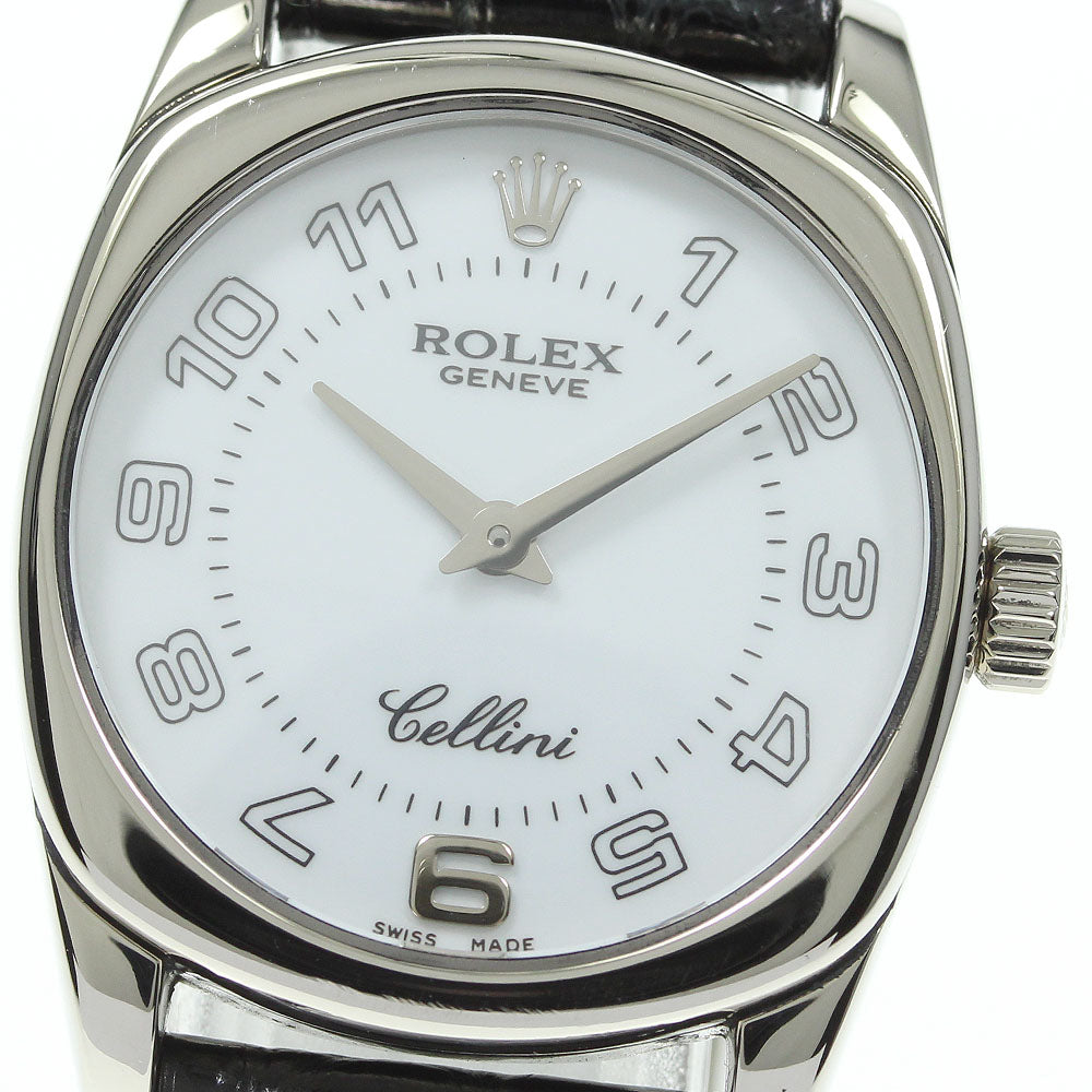 ROLEX Cellini 6229 K18WG White Dial Quartz Ladies Watch_700967