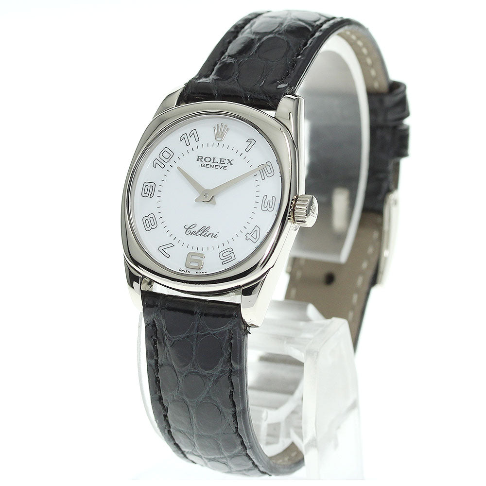 ROLEX Cellini 6229 K18WG White Dial Quartz Ladies Watch_700967