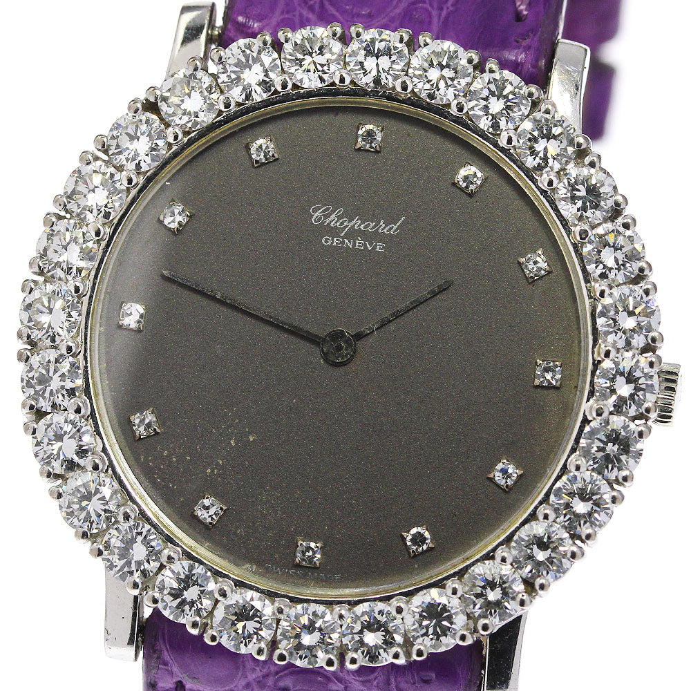 Chopard K18WG diamond bezel 12P gray Dial Quartz Ladies Watch_703095