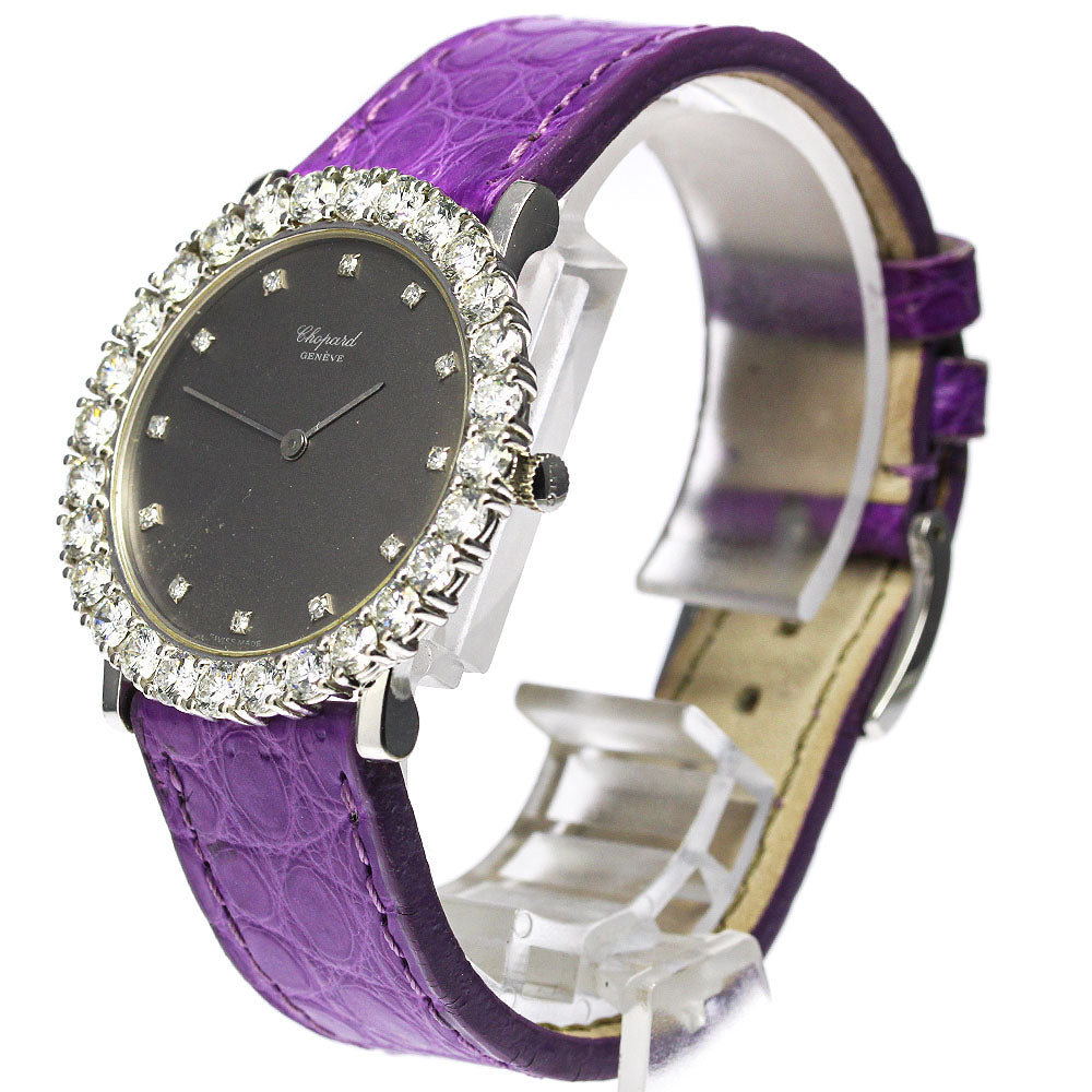 Chopard K18WG diamond bezel 12P gray Dial Quartz Ladies Watch_703095