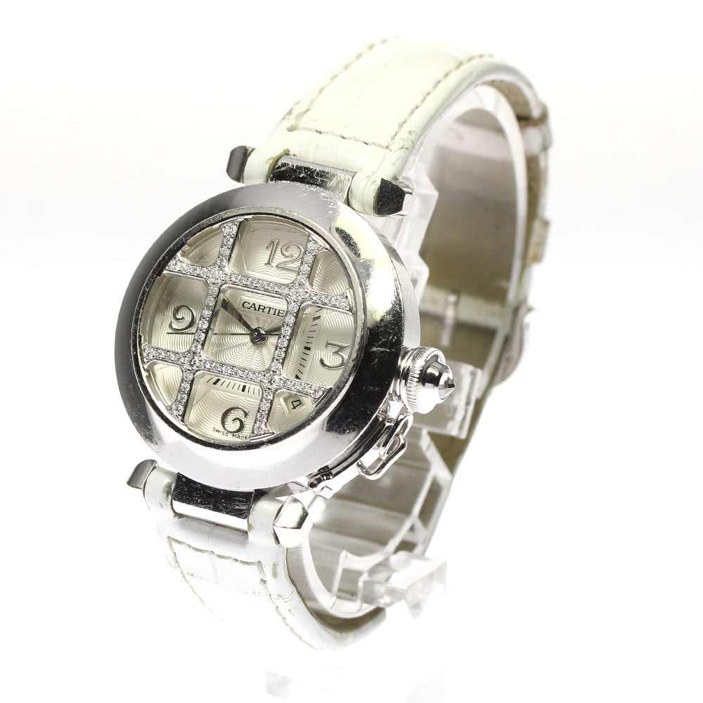 CARTIER Pasha 32 WJ111356 K18WG Grid diamond Automatic Ladies Watch_705321