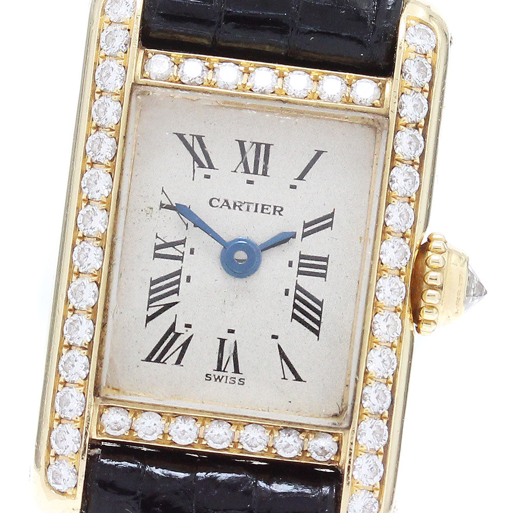 CARTIER Mini tank K18YG, after-diamond beige Dial Quartz Ladies Watch_705769