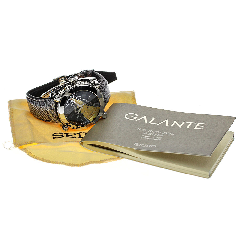 SEIKO Galante SBLA103 5R66-0BH0 GMT Black / Gold Dial Spring drive Men's_710682