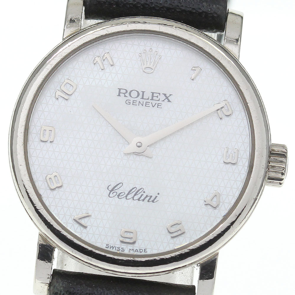 ROLEX Cellini 6110 K18WG Silver Dial Quartz Ladies Watch_711415