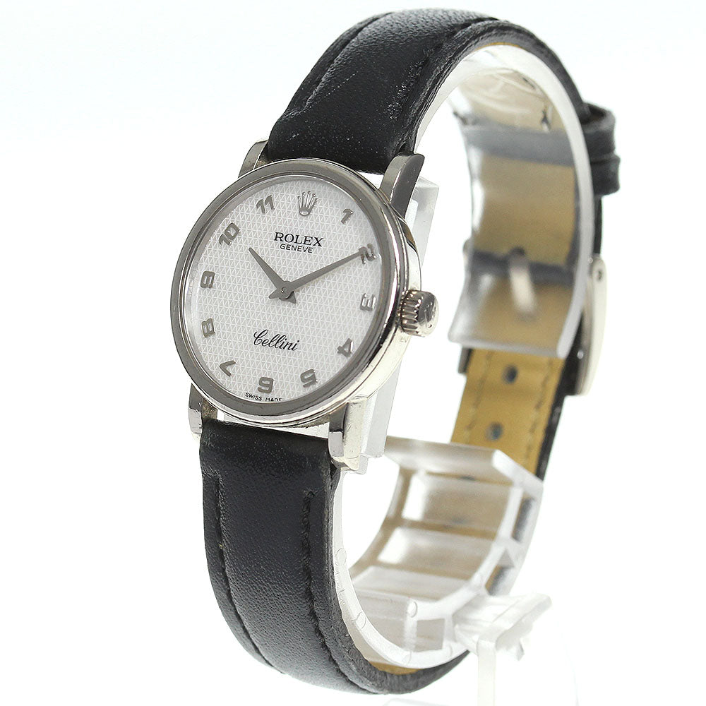 ROLEX Cellini 6110 K18WG Silver Dial Quartz Ladies Watch_711415