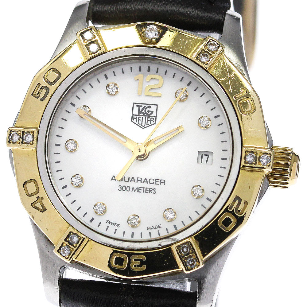 TAG HEUER Aqua racer WAF1451 Date diamond White shell Dial Quartz Ladies_711789
