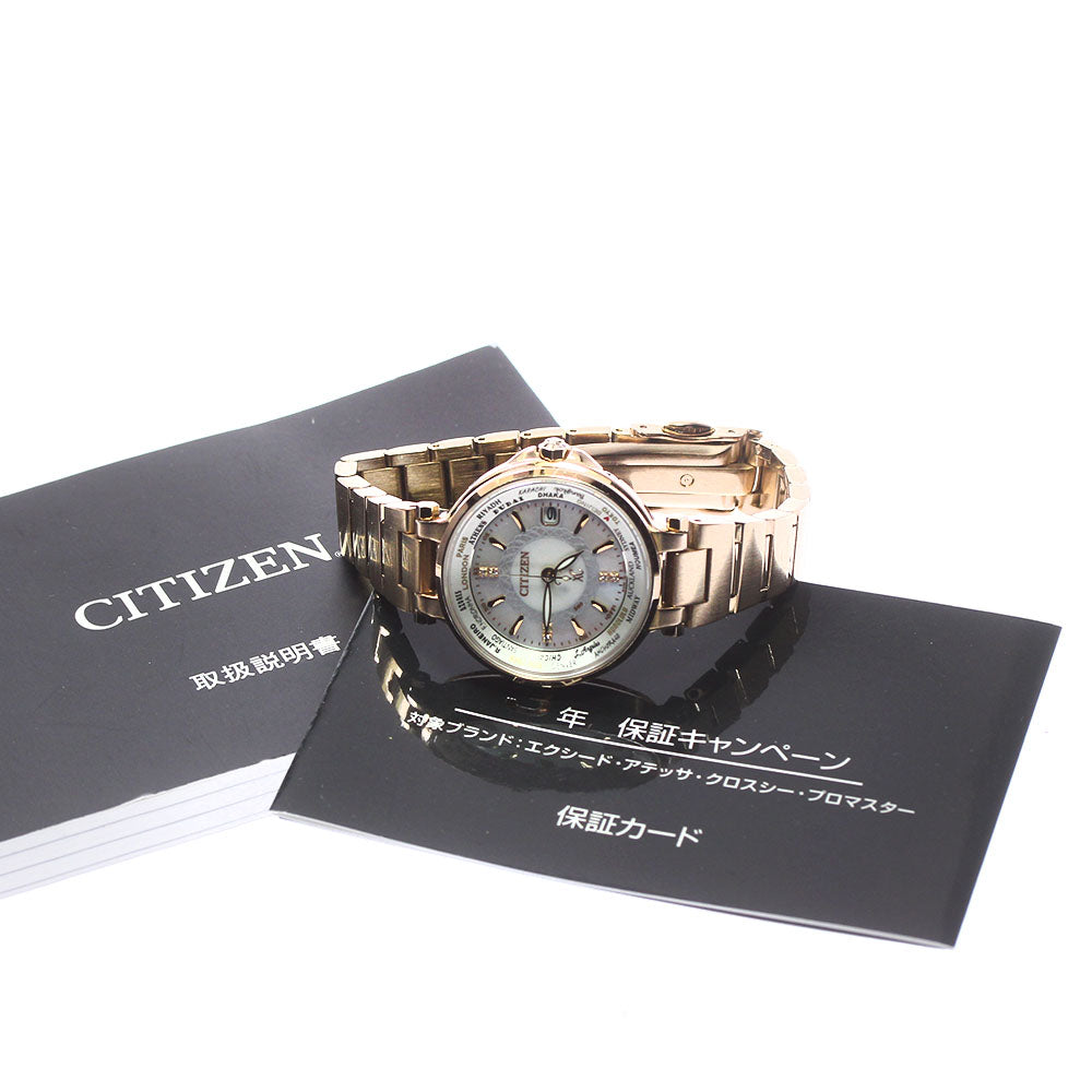 CITIZEN XC XC EC1012-51W 6P diamond White shell Dial Solar Powered Radio Ladies Watch_713930