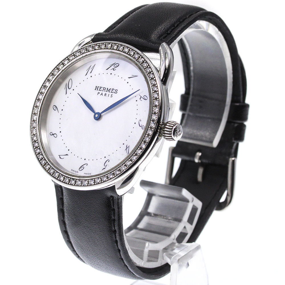 HERMES Arceau AR5.710 Diamond Bezel White shell Dial Quartz Men's Watch_715656