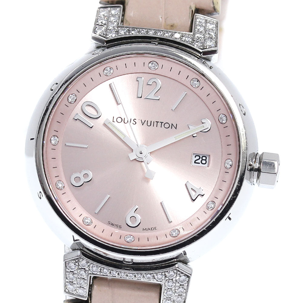 LOUIS VUITTON Tambour Blush Diamon PM Q121Y Rug diamond QZ Ladies Watch_717393