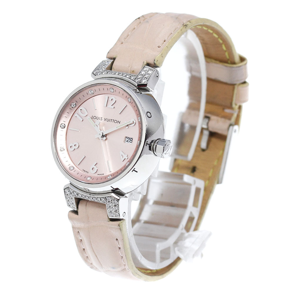 LOUIS VUITTON Tambour Blush Diamon PM Q121Y Rug diamond QZ Ladies Watch_717393