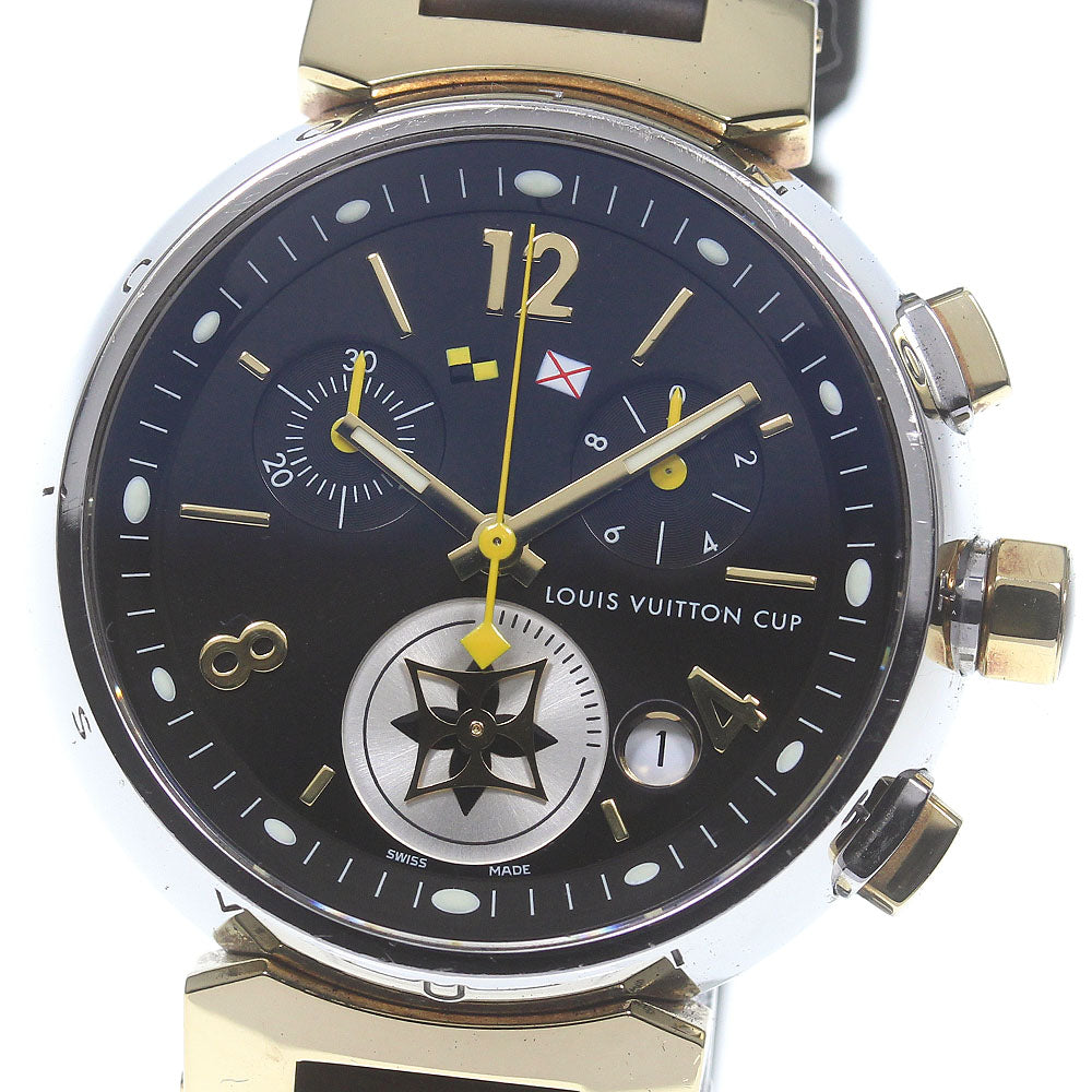 LOUIS VUITTON Tambour Chrono LV Cup Q1325 Date Quartz Boy's Watch_719649