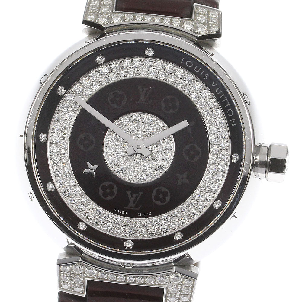 LOUIS VUITTON tambour disc Q111A Diamond dial Bordeaux Dial Quartz Ladies_721079