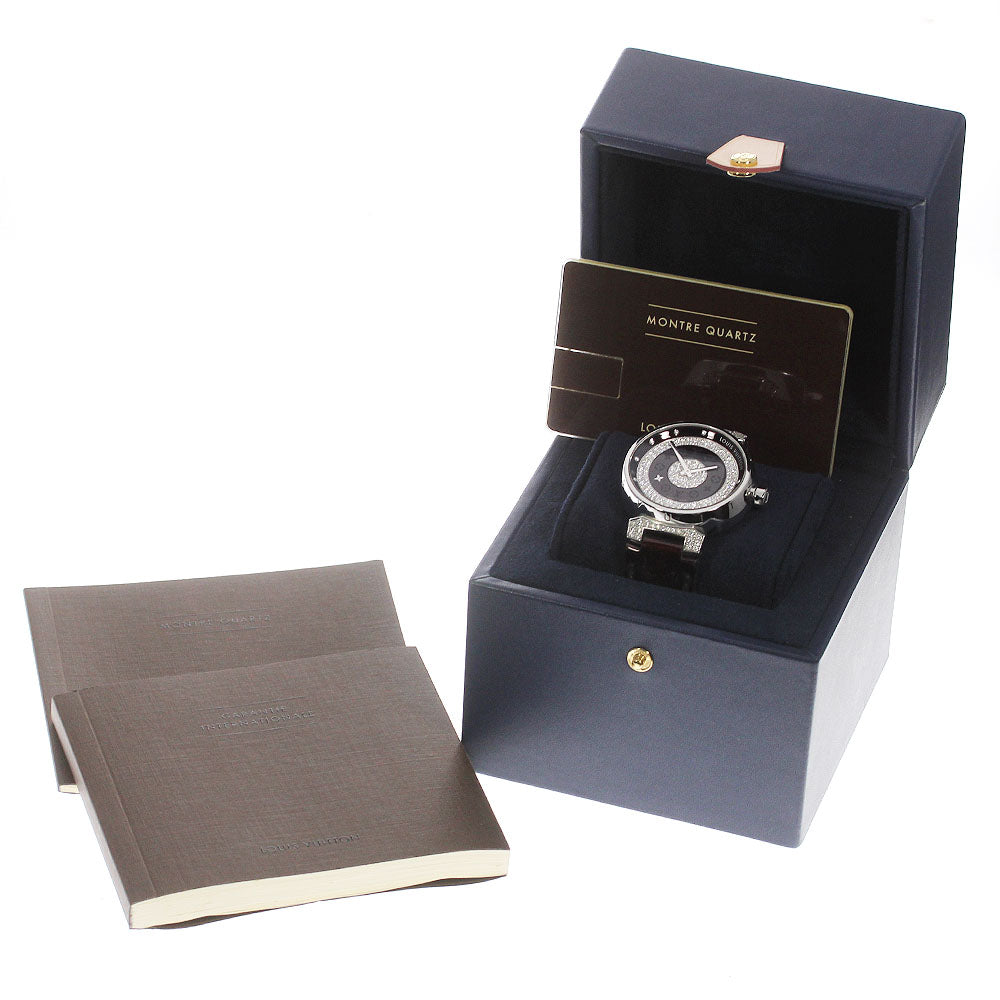 LOUIS VUITTON tambour disc Q111A Diamond dial Bordeaux Dial Quartz Ladies_721079