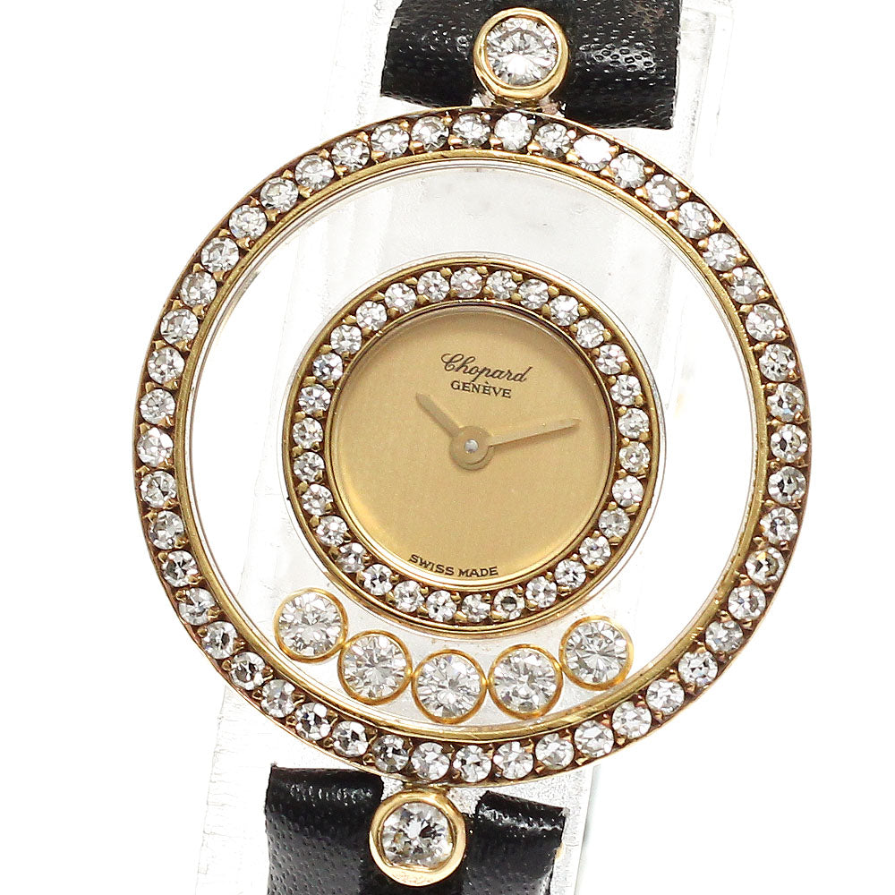 Chopard Happy diamond 20/3957 K18YG diamond bezel Quartz Ladies Watch_721192