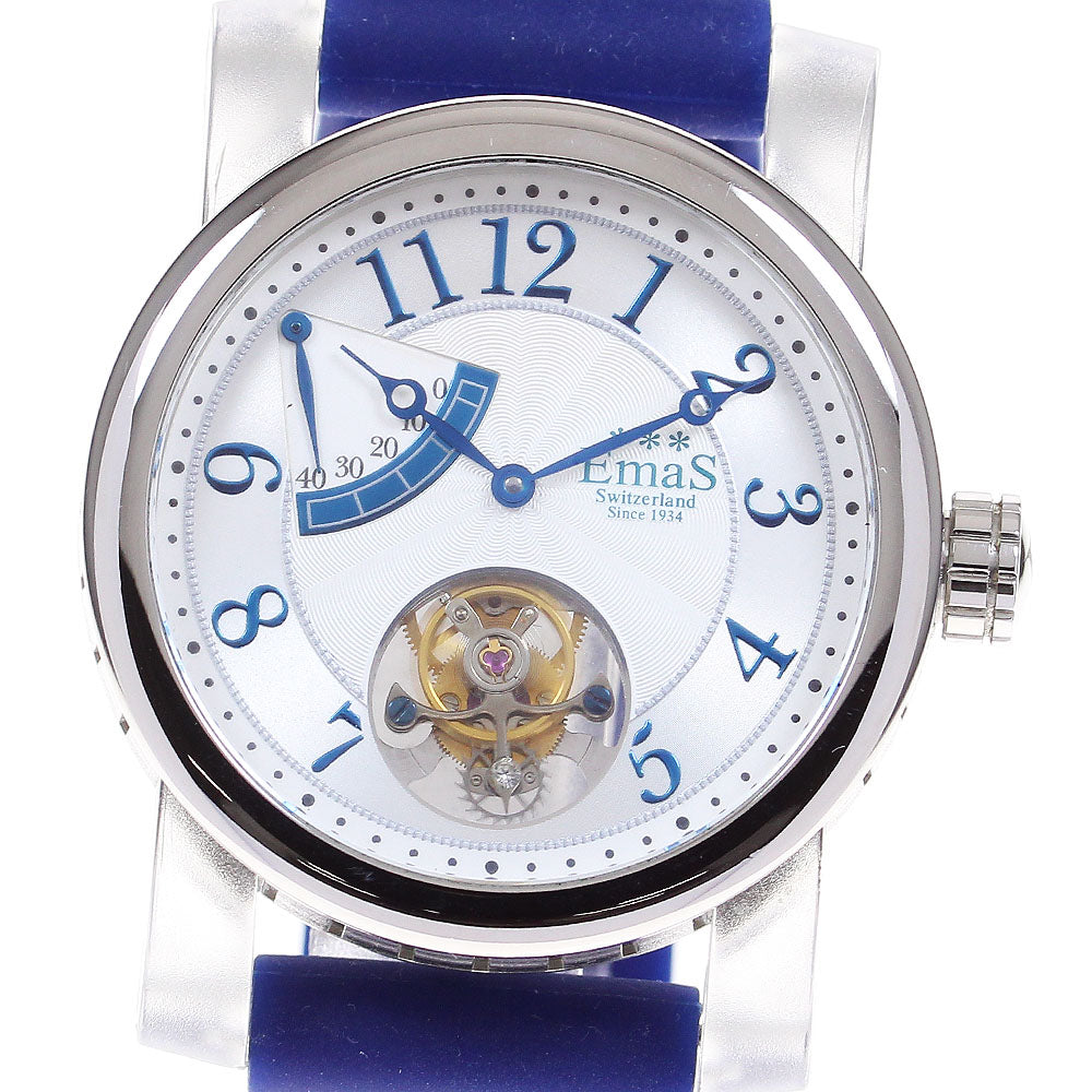 EMAS Tourbillon EM0026 Power reserve Silver Dial Hand Winding Men's Watch_730548