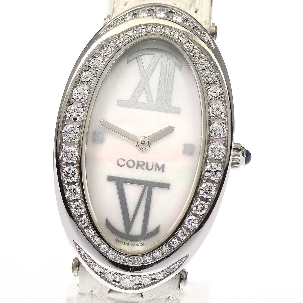CORUM Oval 137.410.47 Diamond Bezel White shell Dial Quartz Ladies Watch_735750