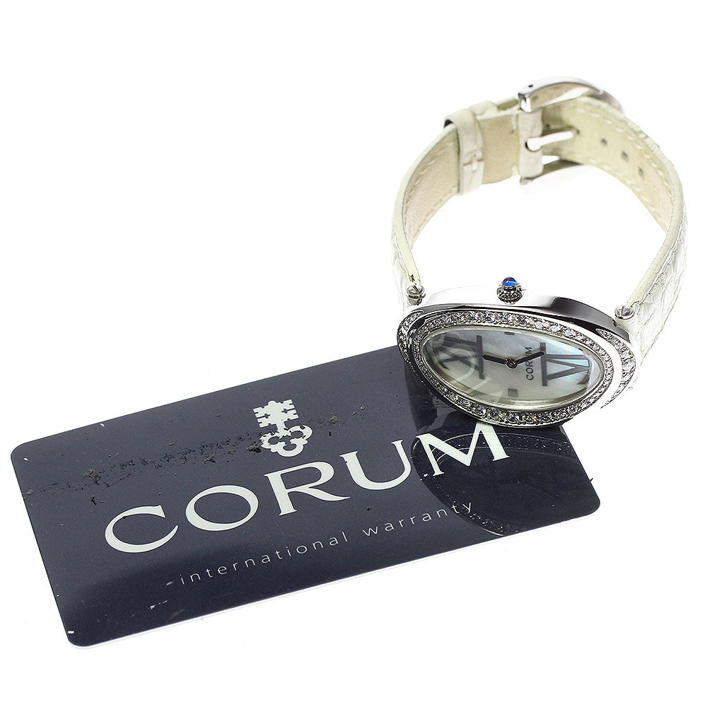 CORUM Oval 137.410.47 Diamond Bezel White shell Dial Quartz Ladies Watch_735750