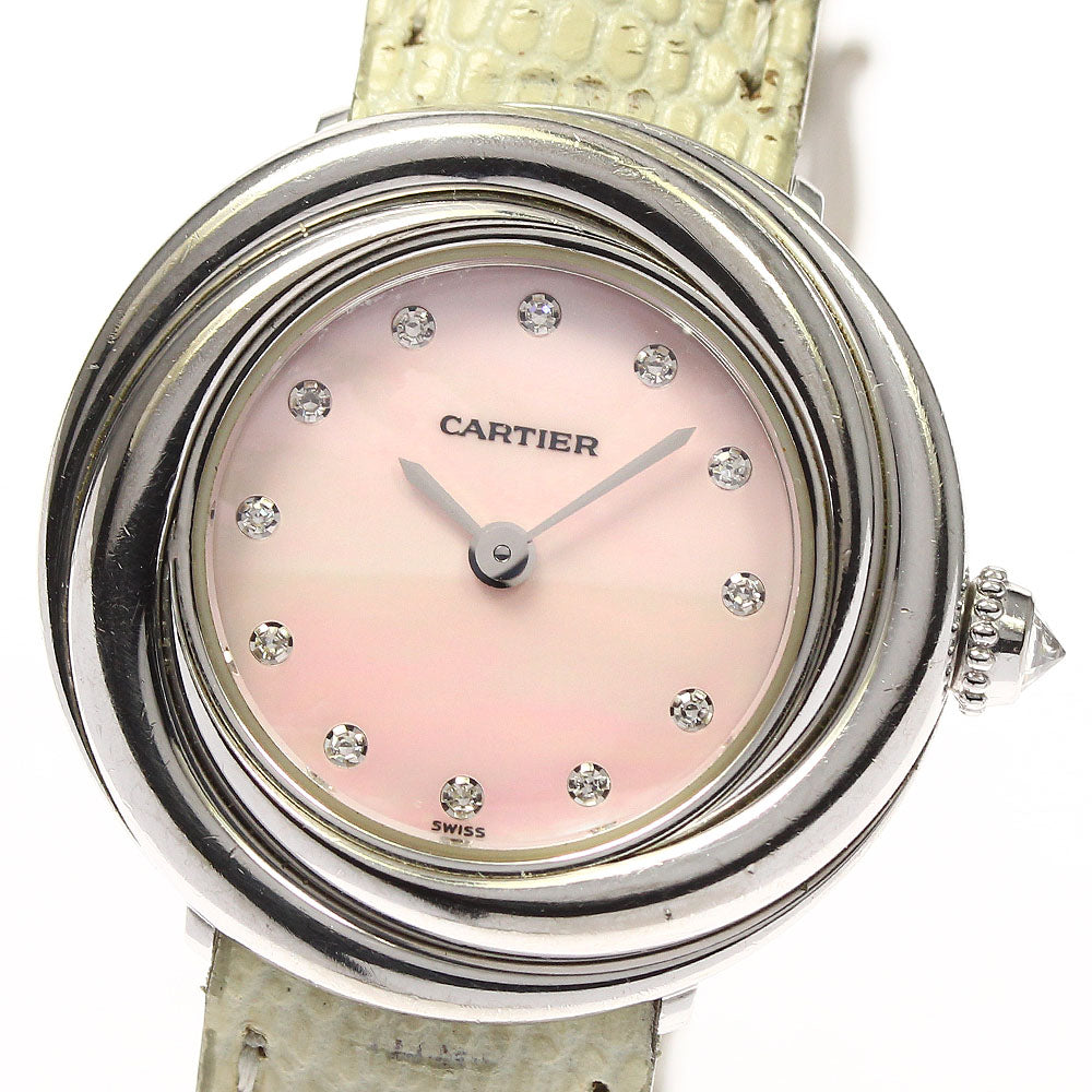 CARTIER Must Trinity WG200846 K18WG 12P diamond Quartz Ladies Watch_740540
