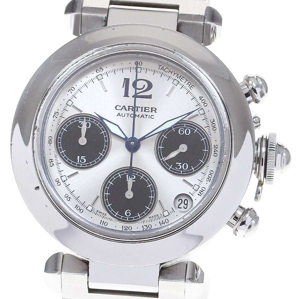 CARTIER Pasha C W31048M7 Chronograph Silver Dial Automatic Boy's Watch_740889