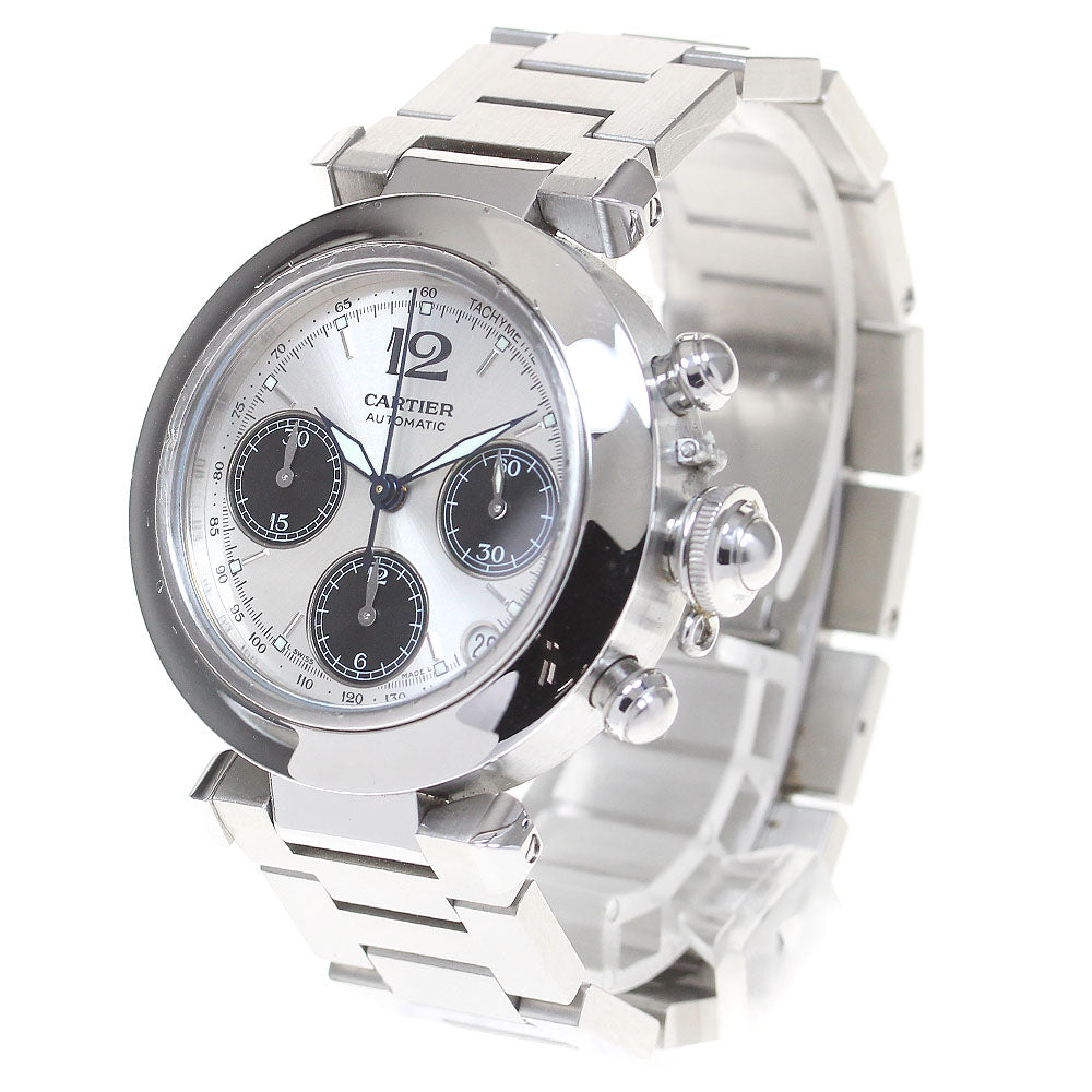 CARTIER Pasha C W31048M7 Chronograph Silver Dial Automatic Boy's Watch_740889