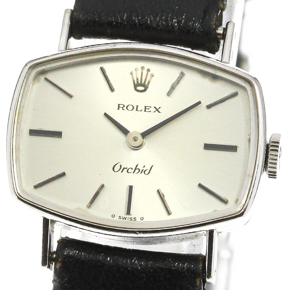 ROLEX K18WG Orchid 2675 cal.1400 vintage Silver Dial Hand Winding Ladies Watch_741474