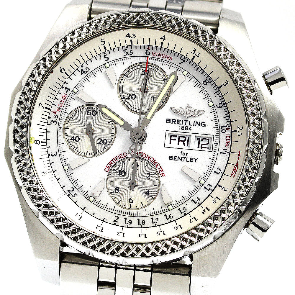 BREITLING Bentley GT Racing A13363 Chronograph day date white Dial Automatic Men's Watch_742155