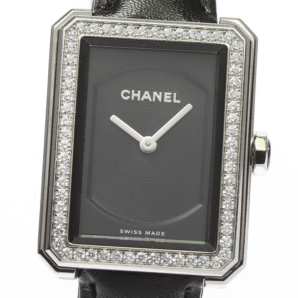 CHANEL boy friend H4883 Diamond Bezel Black Dial Quartz Ladies Watch_744353