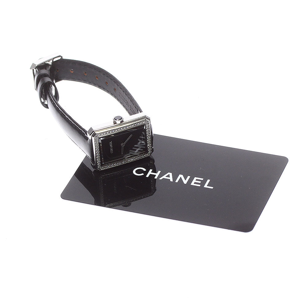CHANEL boy friend H4883 Diamond Bezel Black Dial Quartz Ladies Watch_744353