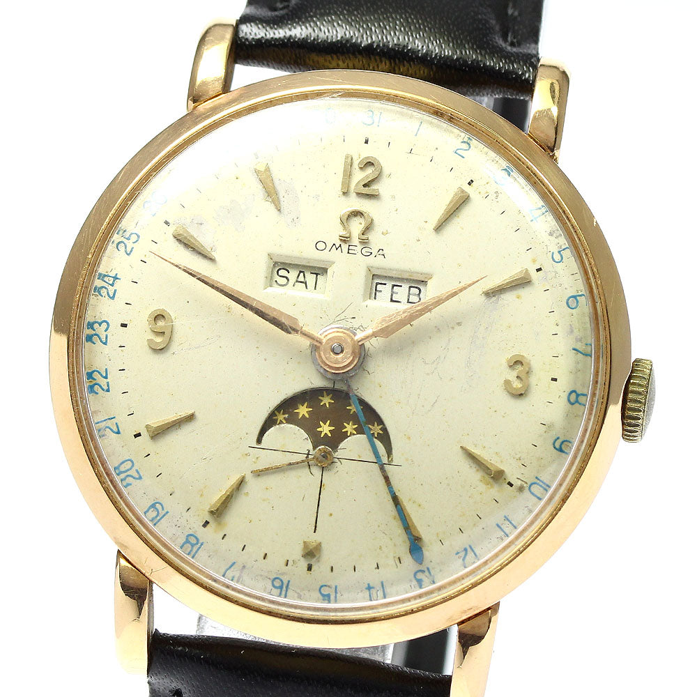 OMEGA Cosmic Ref.2473 K18PG Triple calendar moon phase Cal.27DLPC Silver Dial Hand Winding Men's Watch_748286