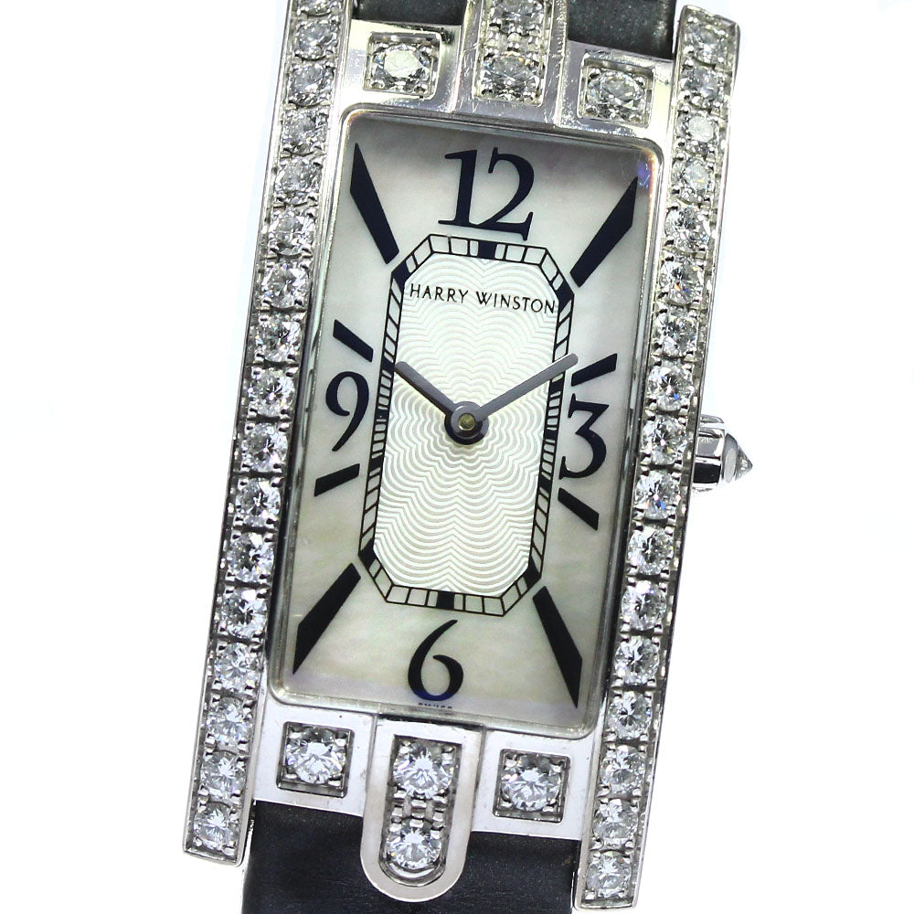 HARRY WINSTON Avenue C AVCQHM19WW018 K18WG diamond bezel Quartz Ladies_748733