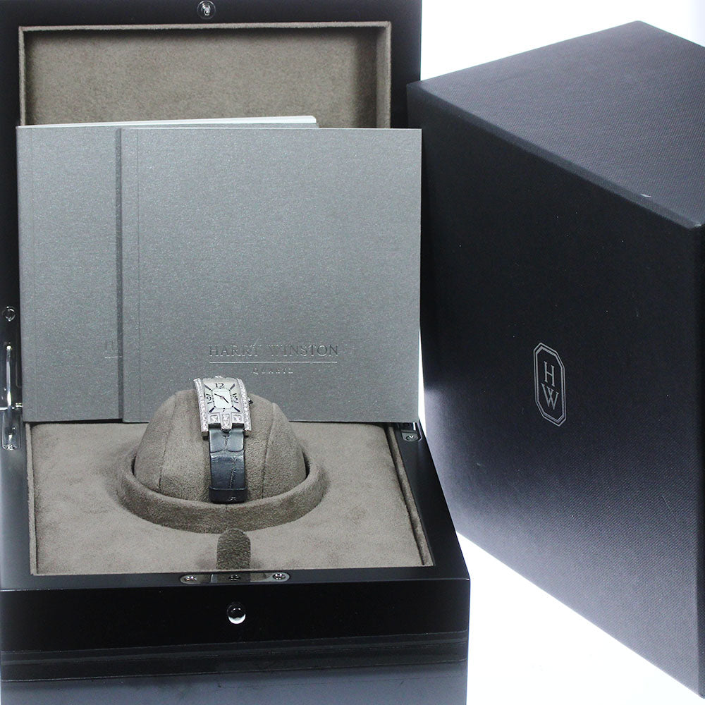 HARRY WINSTON Avenue C AVCQHM19WW018 K18WG diamond bezel Quartz Ladies_748733