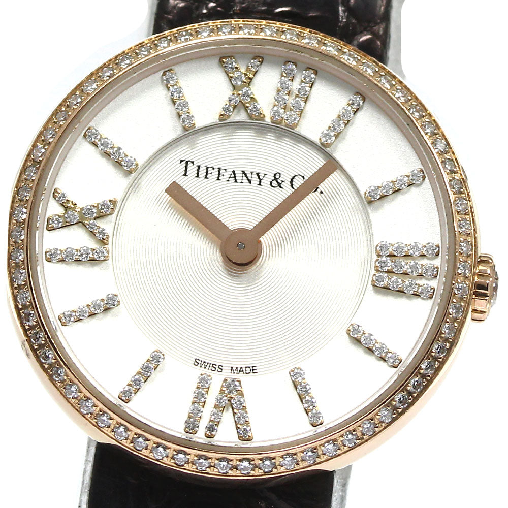 TIFFANY&Co. Atlas 2 hand 24mm K18PG diamond bezel Quartz Ladies Watch_749380