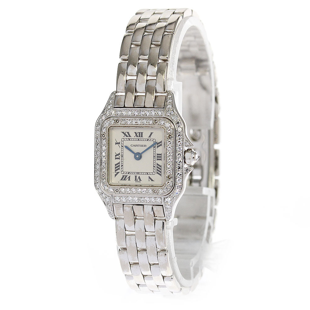 CARTIER PANTHERE W25052F3 K18WG after diamond bezel beige Dial Quartz Ladies Watch_749928