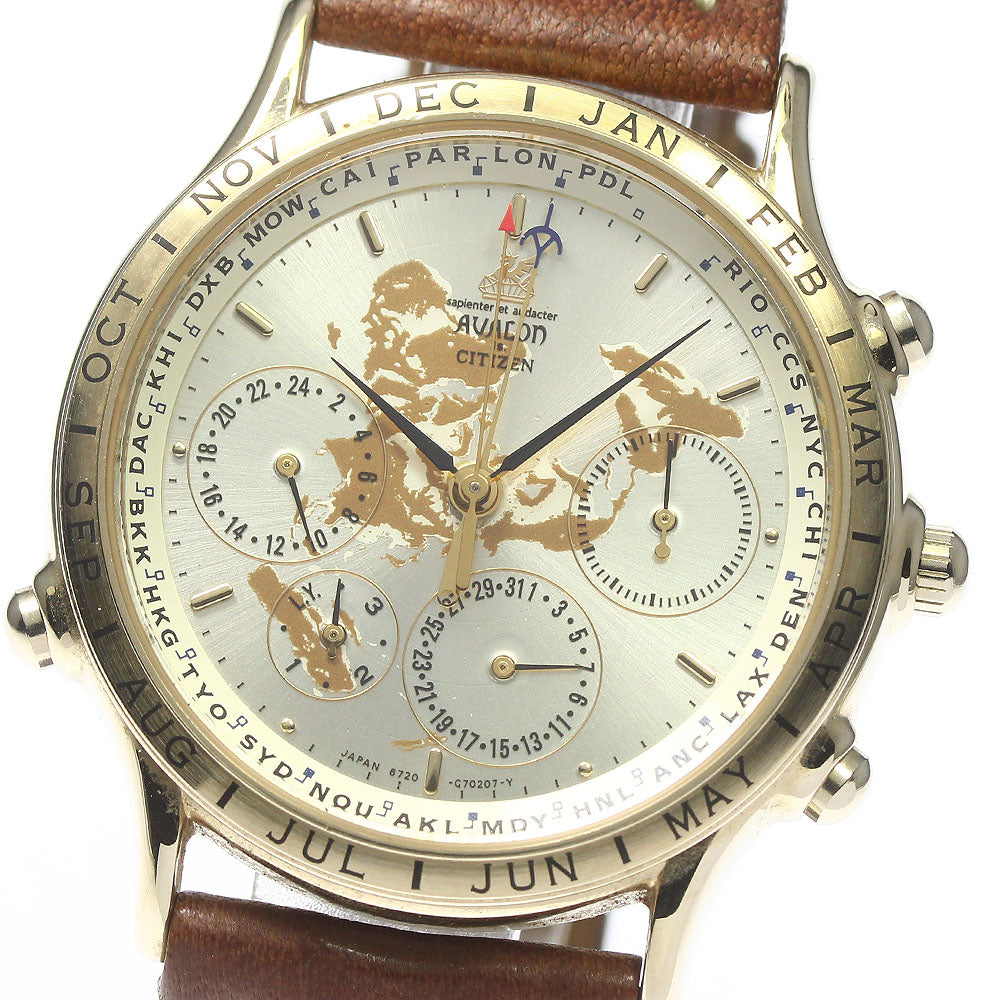 CITIZEN Avalon 6720-G70145 World time Silver Dial Quartz Men's Watch_750377